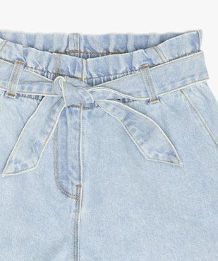 Short fille en jean taille haute avec ceinture à nouer vue2 - GEMO (JUNIOR) - GEMO