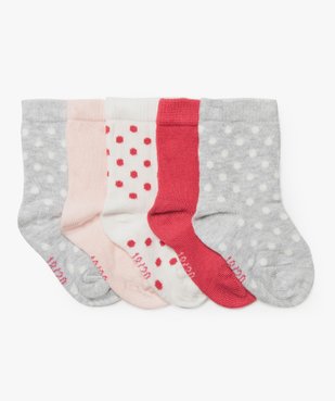 Chaussettes bébé fille (lot de 5) à pois vue1 - GEMO 4G BEBE - GEMO