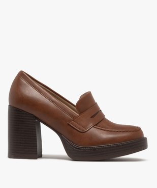 Mocassins femme à talon haut et plateforme Penny Loafer  vue2 - FOLLOW ME - GEMO