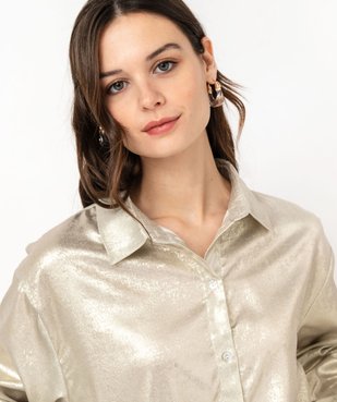 Chemise courte à manches longues en matière pailletée femme vue2 - GEMO(FEMME PAP) - GEMO