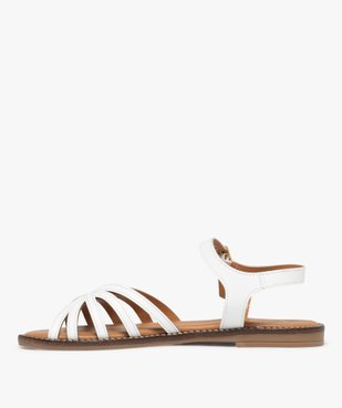 Sandales femme à talon plat et brides en cuir unies - Taneo vue3 - TANEO - GEMO