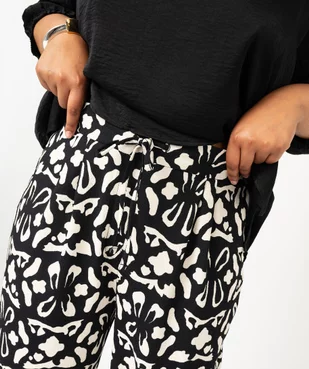 Pantalon large en maille froissée imprimée et extensible femme grande taille vue2 - GEMO (G TAILLE) - GEMO