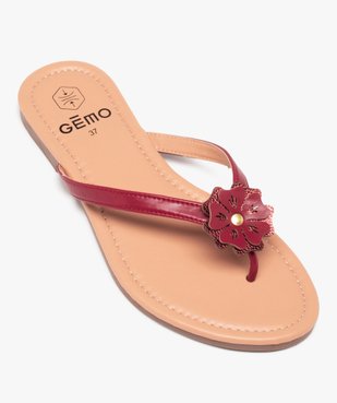 Tongs femme à petit talon plat et fleur sur l’entre-doigts vue5 - GEMO (CASUAL) - GEMO