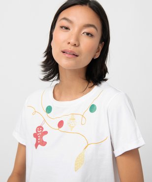 Tee-shirt femme à manches courtes spécial Noël vue2 - GEMO(FEMME PAP) - GEMO