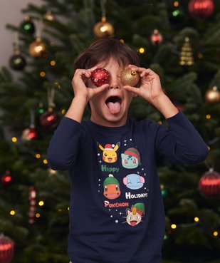 Tee-shirt à manches longues spécial Noël garçon - Pokemon vue1 - POKEMON - GEMO