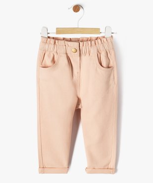 Pantalon en coton avec taille ajustable bébé fille vue1 - GEMO(BEBE DEBT) - GEMO