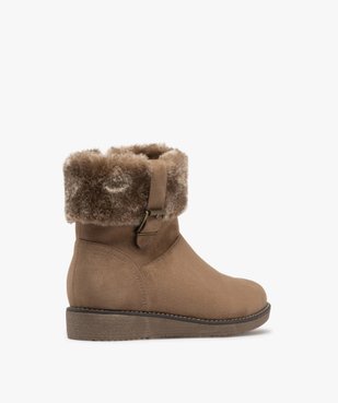 Boots fourrées femme à talon plat unies à col peluche vue4 - G'FLEX - GEMO