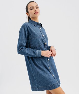 Robe chemise en toile denim femme vue1 - GEMO(FEMME PAP) - GEMO