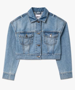 Veste en jean délavé courte femme vue4 - GEMO 4G FEMME - GEMO