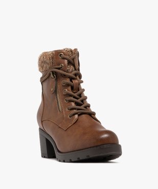 Boots femme à talon et fourrées avec col chaussette vue2 - GEMO(URBAIN) - GEMO