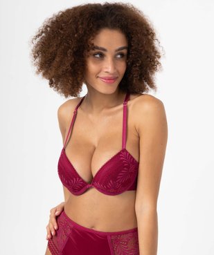 Soutien-gorge corbeille en dentelle avec brides croisées dans le dos vue1 - GEMO(HOMWR FEM) - GEMO