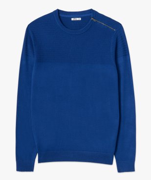 Pull homme à col rond avec zip sur l'épaule vue4 - GEMO (HOMME) - GEMO