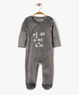 Pyjama en velours imprimé à ouverture devant bébé vue1 - GEMO(BB COUCHE) - GEMO