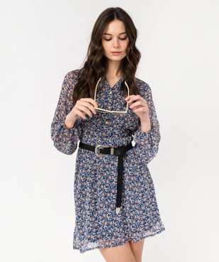 Robe à manches longues imprimée en voile femme vue1 - GEMO(FEMME PAP) - GEMO