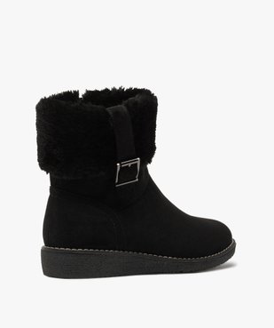 Boots fourrées femme à talon plat unies à col peluche vue4 - G'FLEX - GEMO