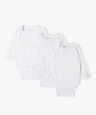 Bodies bébé manches longues 100% coton biologique (lot de 3) vue1 - GEMO 4G BEBE - GEMO