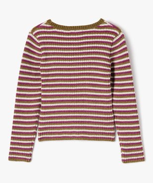 Pull court rayé en maille chenille fille vue3 - GEMO (ENFANT) - GEMO