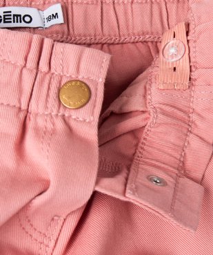 Pantalon en toile de coton avec taille élastique bébé fille vue2 - GEMO(BEBE DEBT) - GEMO