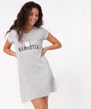 Chemise de nuit imprimée à manches courtes femme vue1 - GEMO 4G FEMME - GEMO