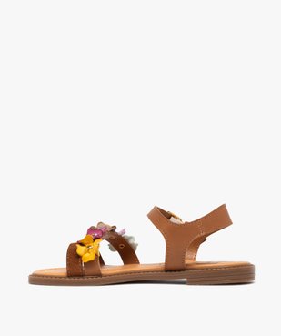 Sandales fille avec brides en cuir avec fleurs fantaisie - Taneo vue3 - TANEO GEMO FOR GOOD - GEMO