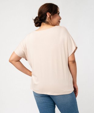 Tee-shirt manches courtes ample avec col V brodé femme grande taille vue3 - GEMO (G TAILLE) - GEMO