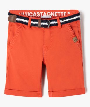 Bermuda chino avec ceinture tressée garçon - LuluCastagnette vue1 - LULUCASTAGNETTE - GEMO