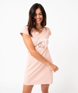 Chemise de nuit imprimée à manches courtes femme vue1 - GEMO 4G FEMME - GEMO