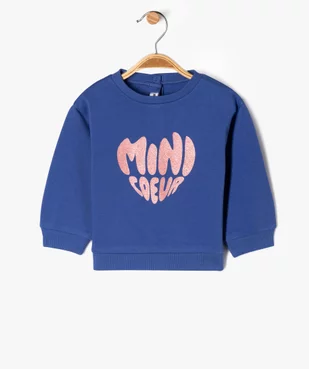 Sweat molletonné avec motifs et message bébé fille vue1 - GEMO 4G BEBE - GEMO