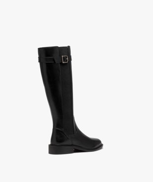 Bottes femme à talon plat en cuir uni et à zip - Taneo vue4 - TANEO - GEMO