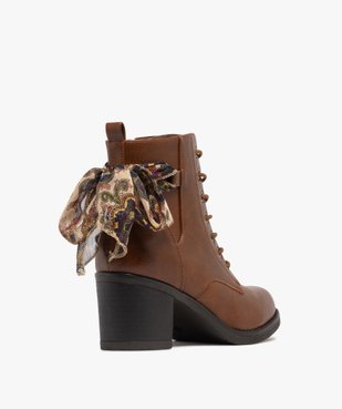 Bottines femme à talon avec lacets et zip foulard fantaisie noué vue4 - GEMO(URBAIN) - GEMO