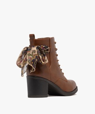 Bottines femme à talon avec lacets et zip foulard fantaisie noué vue5 - GEMO(URBAIN) - GEMO