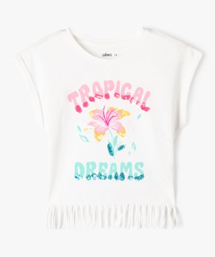 Tee-shirt à manches courtes avec motif sequins et franges fille vue1 - GEMO 4G FILLE - GEMO