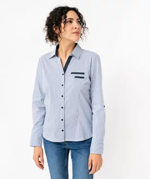 Chemise femme rayée coupe ajustée en coton stretch vue1 - GEMO(FEMME PAP) - GEMO