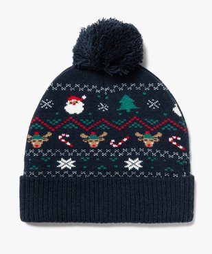 Bonnet à pompon à motifs Noël garçon vue1 - GEMO (ENFANT) - GEMO