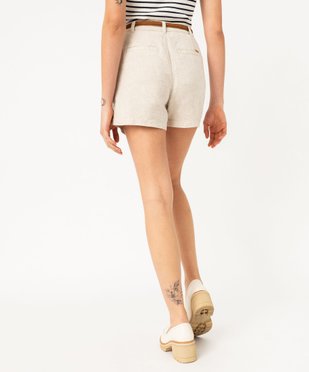 Short ample à taille haute en lin avec ceinture tressée femme - LuluCastagnette vue3 - LULUCASTAGNETTE - GEMO