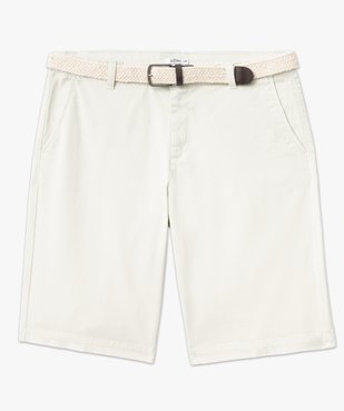 Bermuda chino en coton stretch coloris unique avec ceinture homme vue4 - GEMO (HOMME) - GEMO