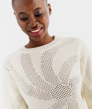 Pull col rond en maille ajourée femme vue2 - GEMO(FEMME PAP) - GEMO