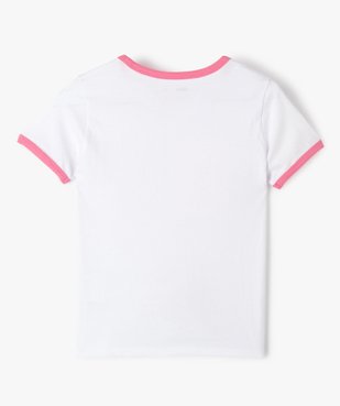 Tee-shirt fille imprimé avec col contrastant blanc vue5 - GEMO (JUNIOR) - GEMO