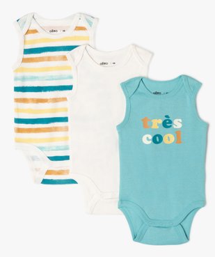 Bodies sans manches assortis bébé garçon (lot de 3) vue1 - GEMO 4G BEBE - GEMO