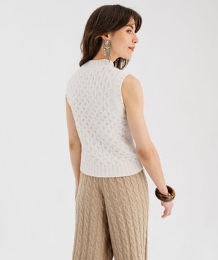 Pull sans manches en grosse maille torsadée à strass femme vue4 - GEMO(FEMME PAP) - GEMO