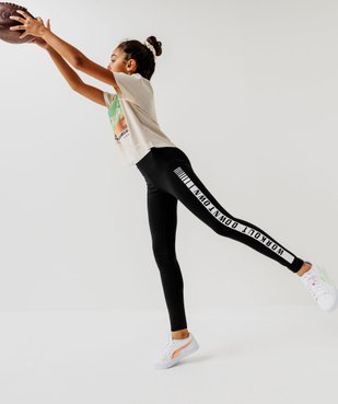 Leggings de sport avec inscription sur le côté fille vue1 - GEMO 4G FILLE - GEMO