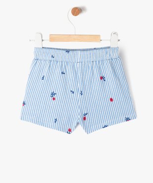 Short rayé en maille gaufrée extensible bébé fille vue3 - GEMO(BEBE DEBT) - GEMO