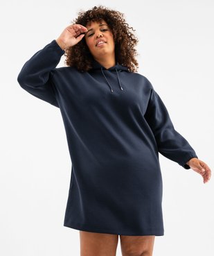 Robe-sweat à capuche en maille douce et extensible femme grande taille vue2 - GEMO (G TAILLE) - GEMO