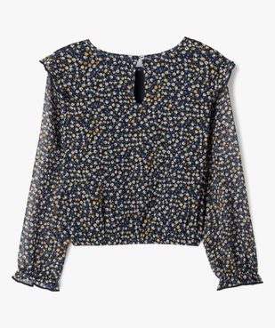 Blouse en voile à motifs fleuris coupe courte fille vue3 - GEMO (ENFANT) - GEMO