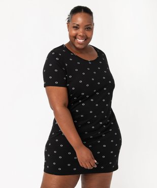 Chemise de nuit à manches courtes avec motifs femme grande taille vue1 - GEMO 4G FEMME - GEMO