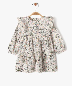 Robe manches longues ample à volants et fleurs bébé fille - LuluCastagnette vue1 - LULUCASTAGNETTE - GEMO