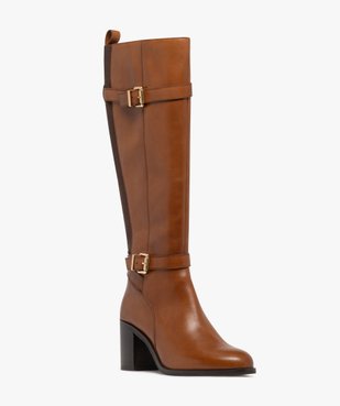 Bottes femme à talon carré détails stretch et boucles dorées fantaisie - Tanéo vue2 - TANEO - GEMO