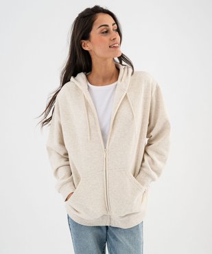 Sweat zippé à capuche oversize avec intérieur molletonné femme vue1 - GEMO 4G FEMME - GEMO