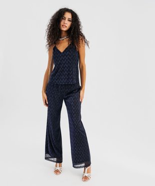 Pantalon large et fluide en maille plissée et pailletée femme vue4 - GEMO(FEMME PAP) - GEMO