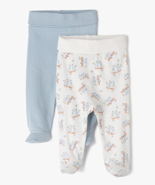 Pantalon à pieds et ceinture élastique en jersey bébé (lot de 2) vue1 - GEMO(BB COUCHE) - GEMO